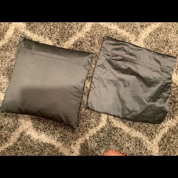 Modern line embroidered throw pillow cases silver grey white (2) 18 x 18 - Picture 2 of 4